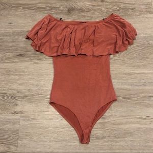 ruffle shoulder bodysuit